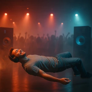 Mann schwebt in Club