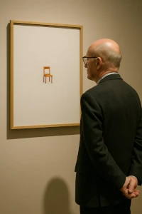 Besucher im Museum schaut Bild an