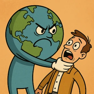 Weltkugel würgt Menschen