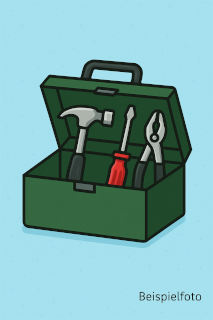 Werkzeugkasten in grün als Symbolbild