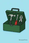 Werkzeugkasten in grün als Symbolbild